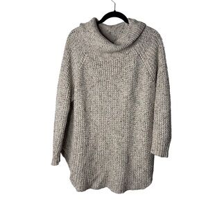 FREE PEOPLE Dylan Tweedy Women’s Beige Chunky-Knit Cowl Neck Oversized Sweater L
